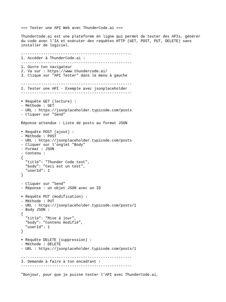 Tester des APIs avec ThunderCode.ai | PDF | Développement de logiciel ...