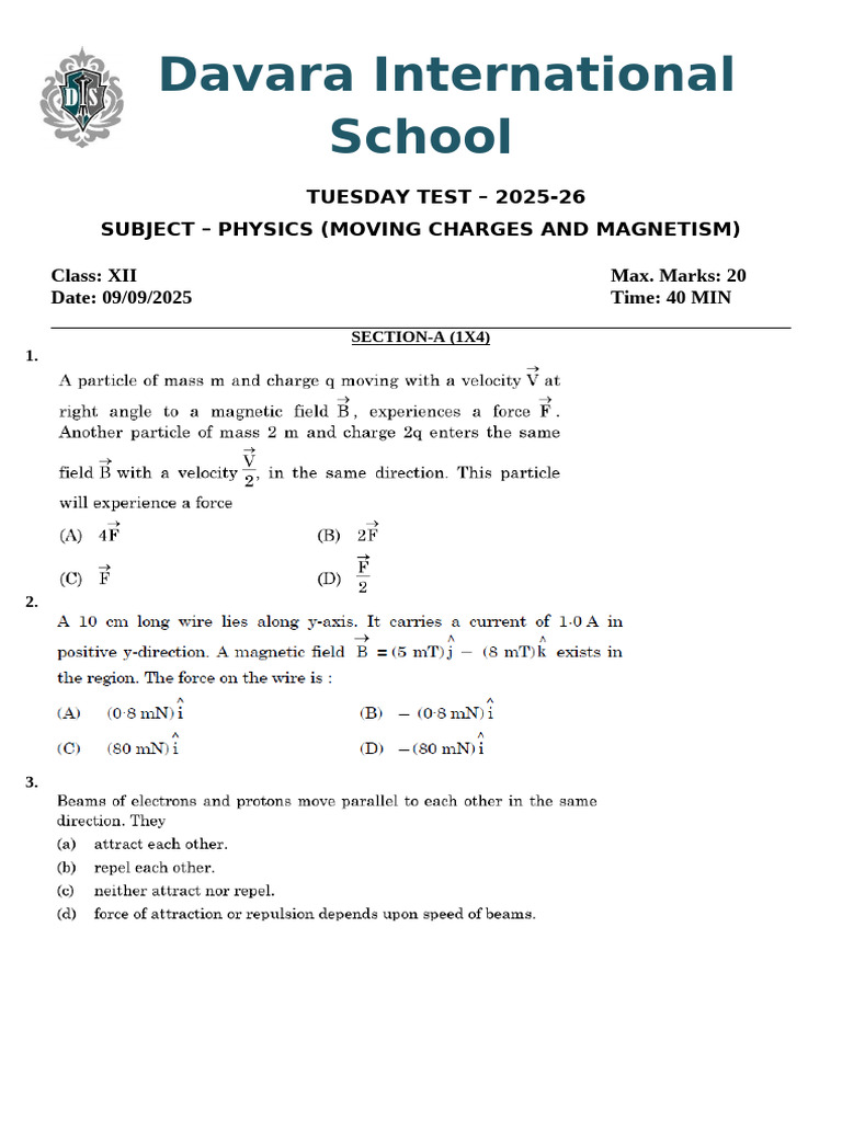 C 12 Tuesday Test 9 Sep | PDF