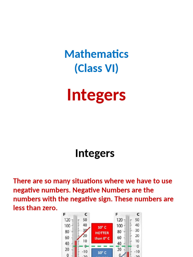 Understanding Integers for Class VI | PDF