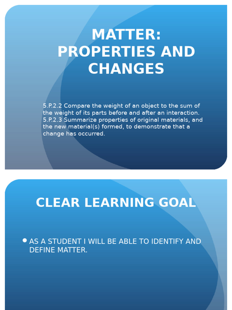 Matter Properties and Changes Complete Unit Th Grade | PDF | Matter ...