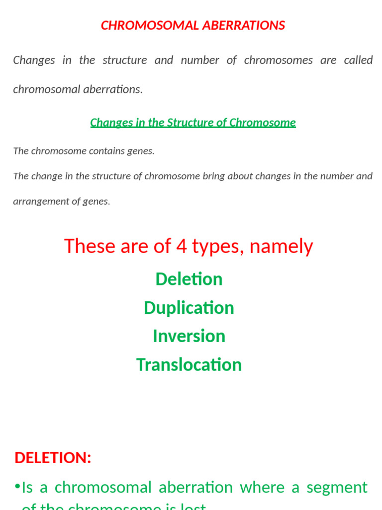 Chromosomal Aberration 2 | PDF | Ploidy | Deletion (Genetics)