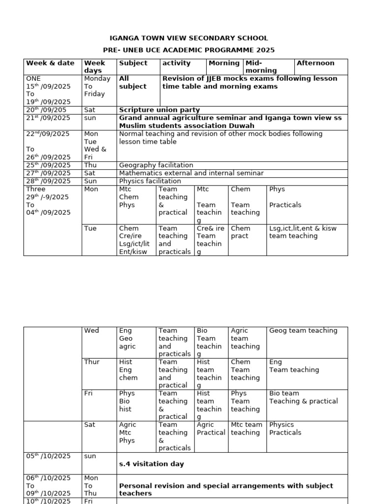 Iganga Town View Secondary School UCE Program | PDF