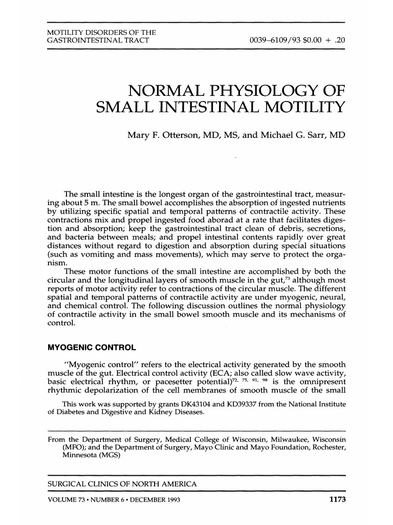 Small Intestinal Motility Physiology | PDF | Vagus Nerve | Muscle ...