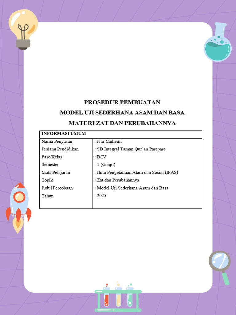Model Uji Asam Basa Sederhana SD | PDF