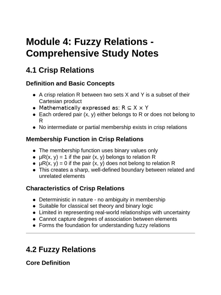 Fuzzy and Crisp Relations Explained | PDF | Fuzzy Logic | Function ...