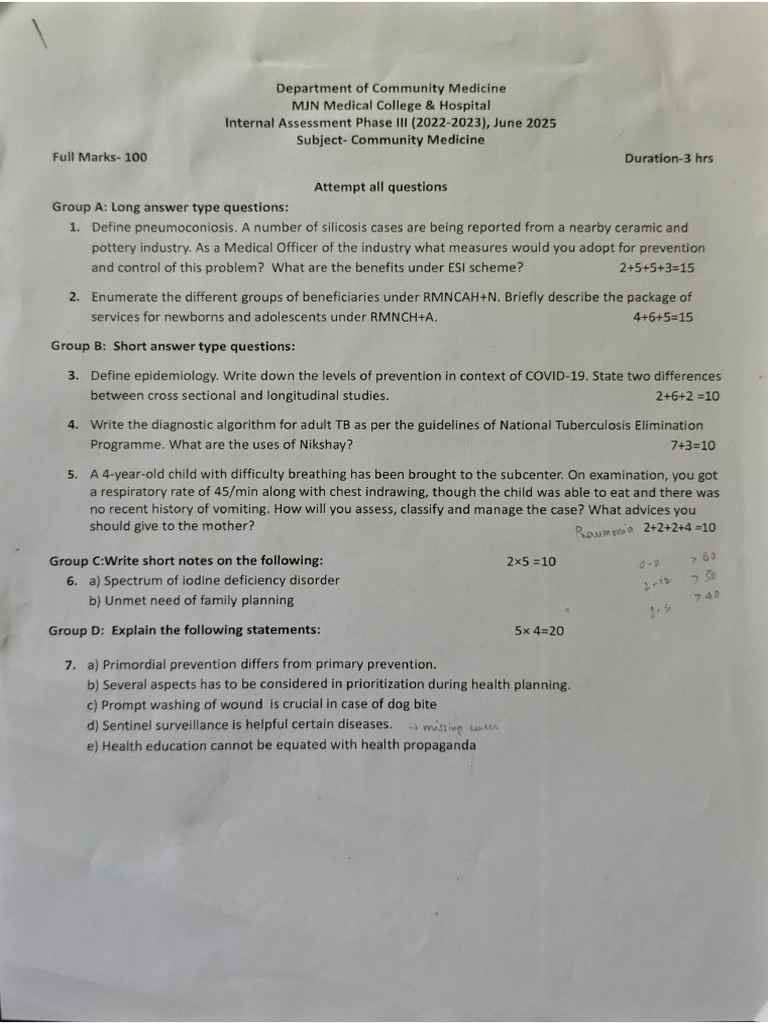22' Batch 3rd Yr P-I 2nd Internal Assessment | PDF