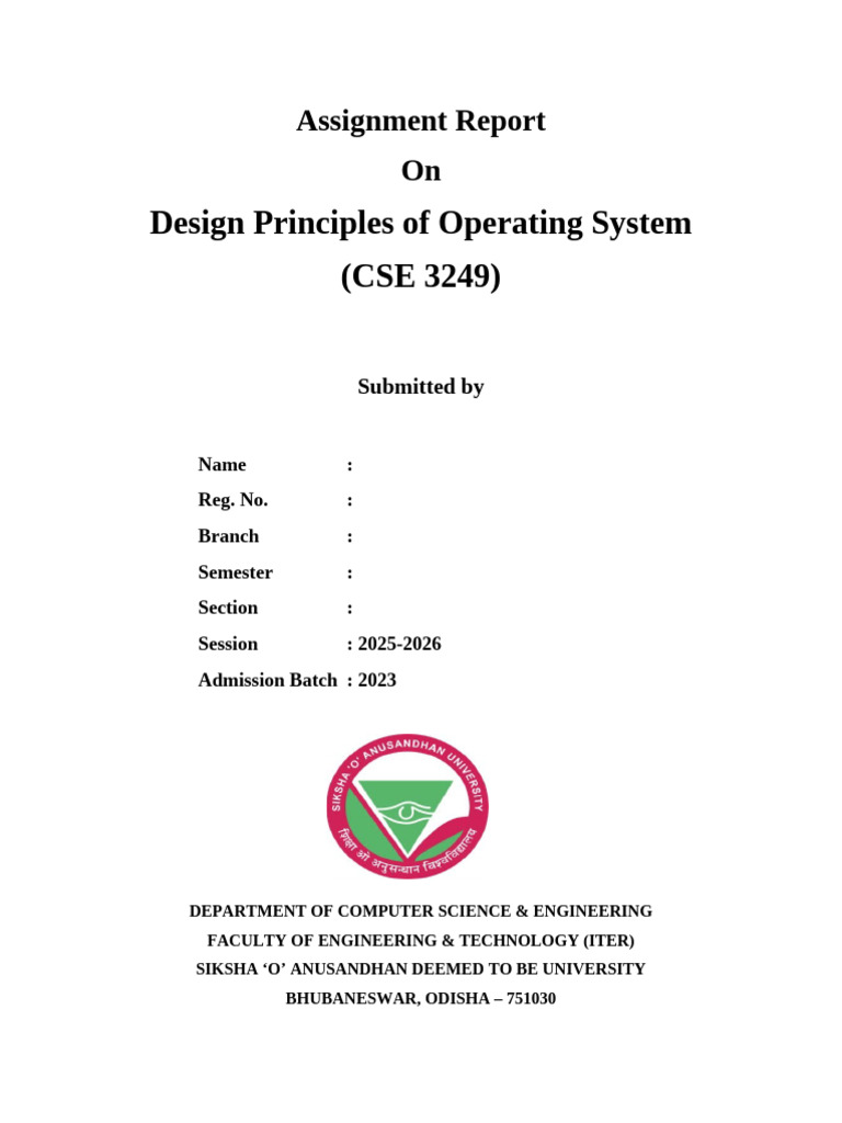 Operating System Design Principles Report | PDF
