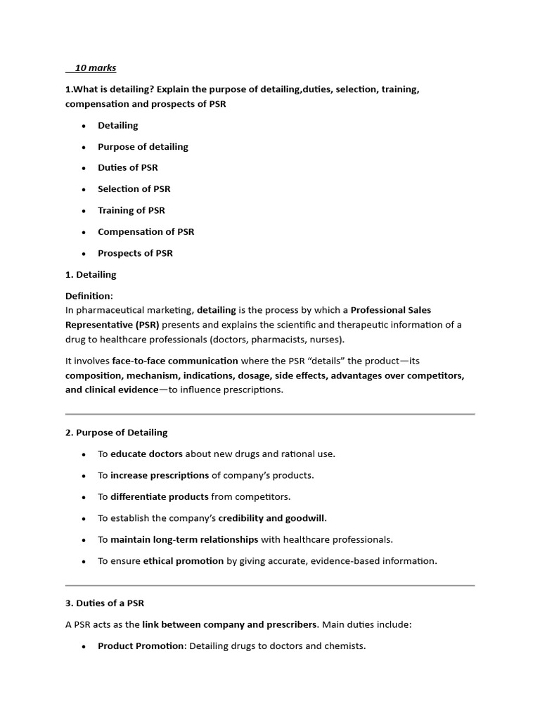 Pharma Marketing 10 Marks | PDF | Pharmacy | Market Segmentation