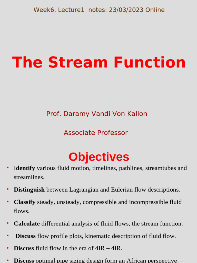 Lecure Notes On The Stream Function | PDF | Fluid Dynamics | Shear Stress