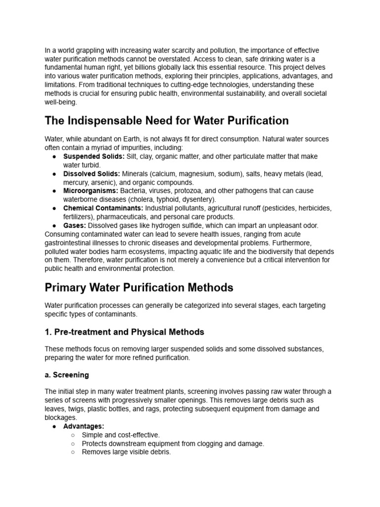Essential Water Purification Methods | PDF | Water Purification | Membrane