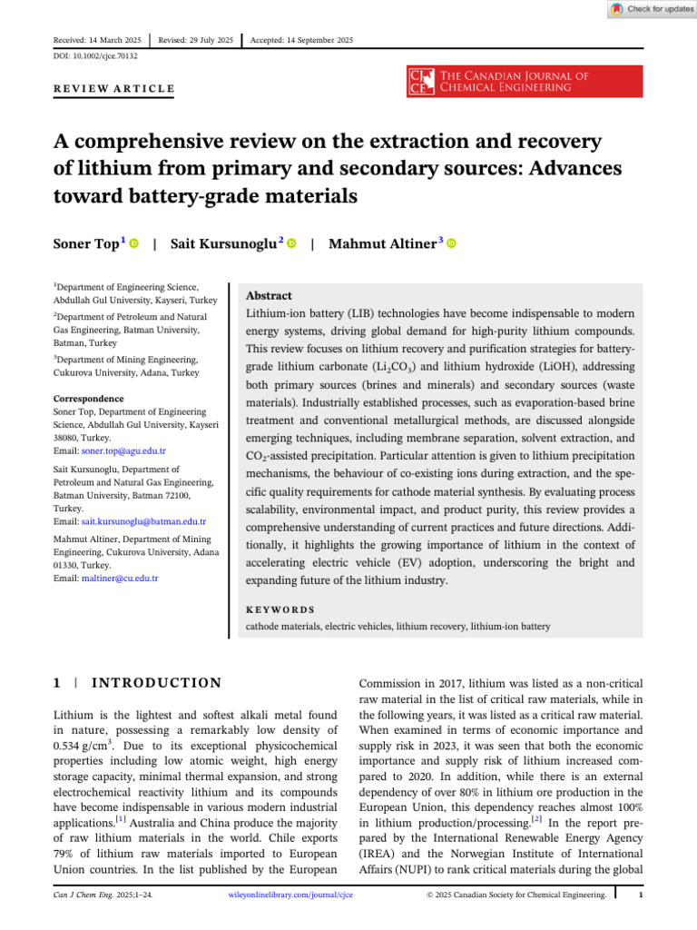 Lithium Recovery for Battery Materials | PDF | Lithium Ion Battery ...