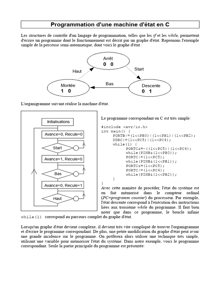 Programmation d'une machine d'état C | PDF | Informatique ...
