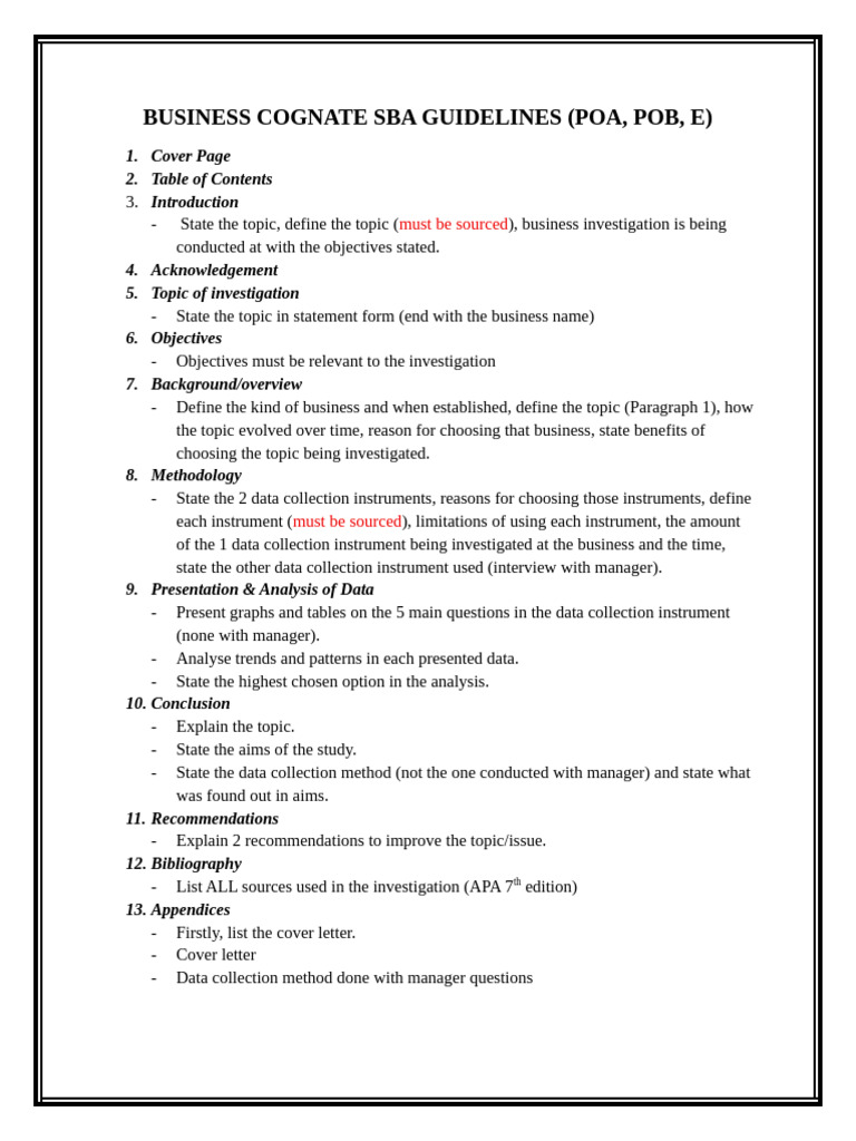 2025 POB SBA Guidelines Overview | PDF