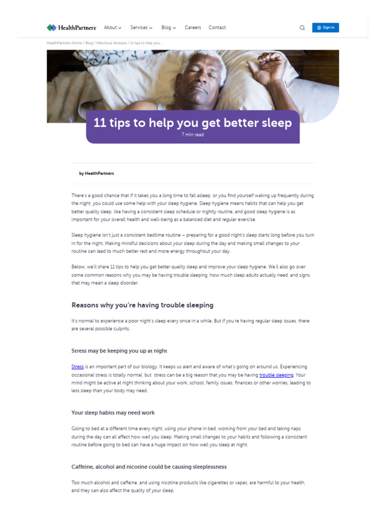 11 Tips for Better Sleep Hygiene | PDF | Sleep | Insomnia
