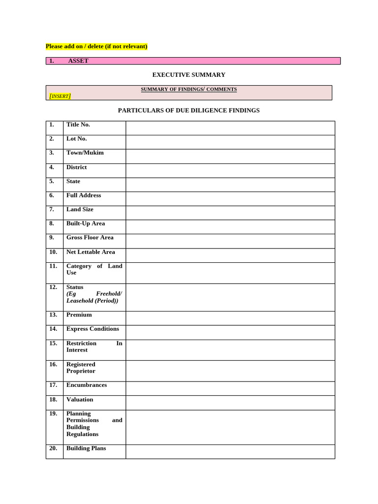 Comprehensive Due Diligence Report | PDF | Employment | Private Law