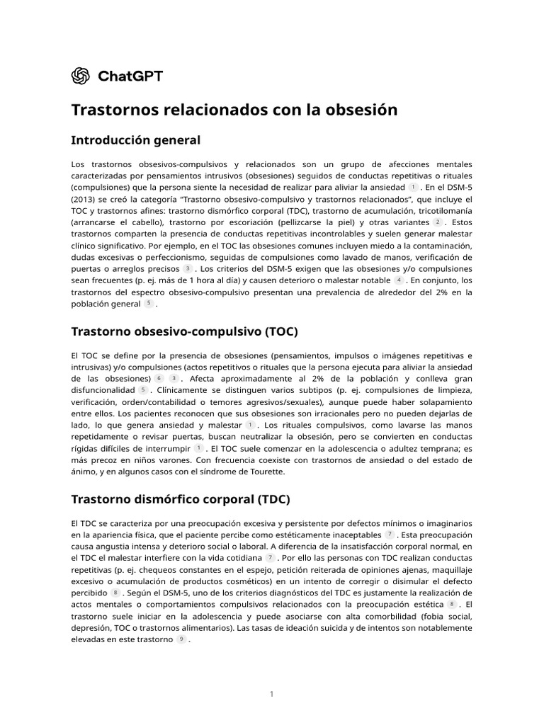 Trastornos Relacionados Con La Obsesión | PDF | Desorden obsesivo ...