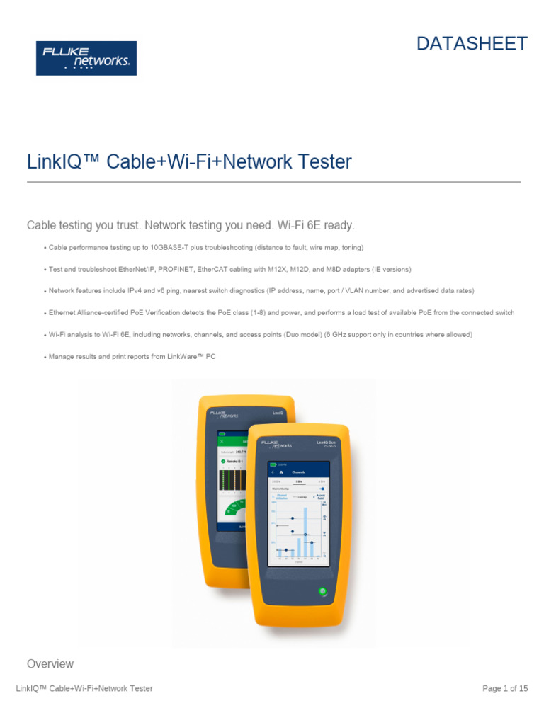 LinkIQ™ Network Tester Overview | PDF | Computer Network | Ethernet