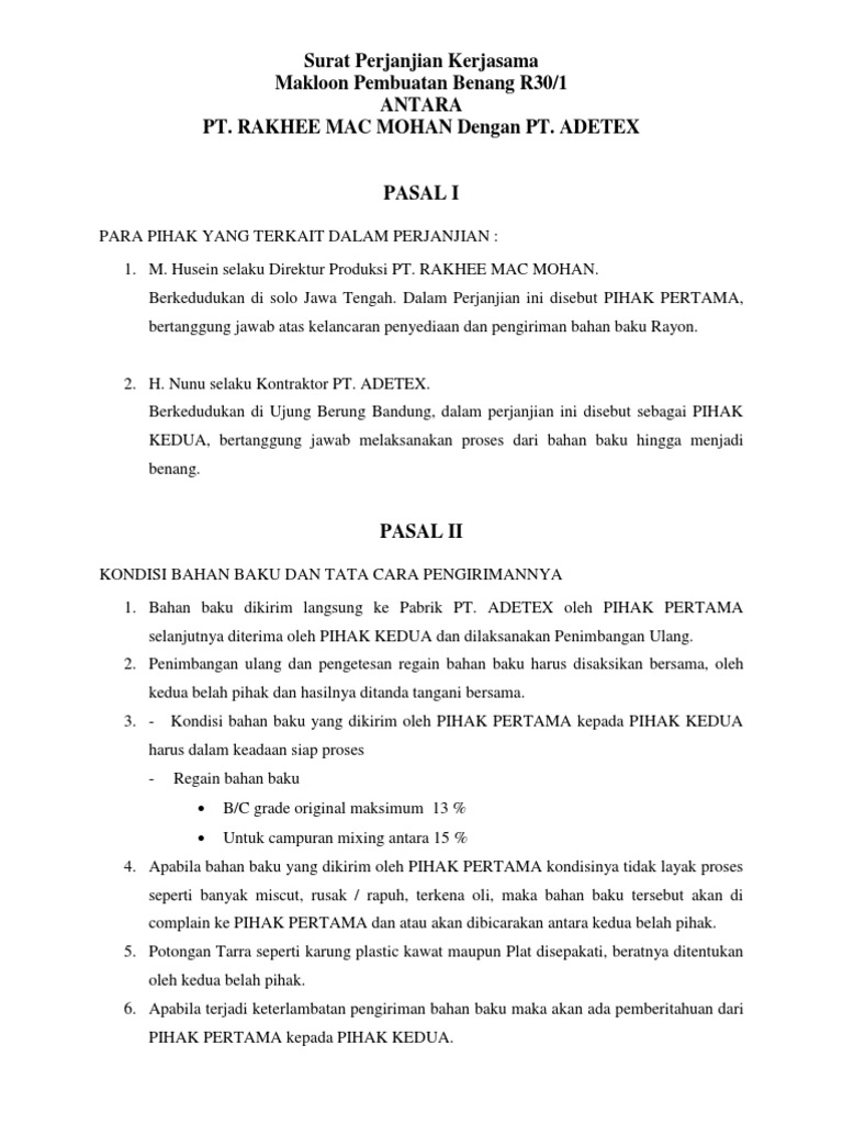 Surat Perjanjian Kerjasama  PDF