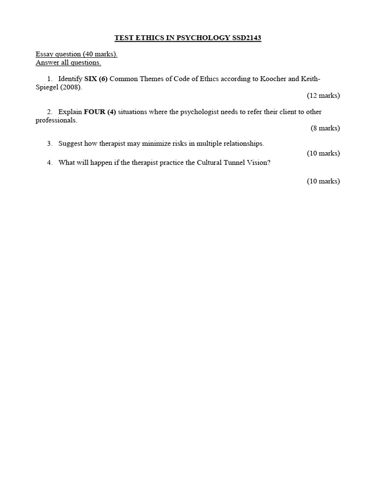 Test Ethics in Psychology Ssd2143 | PDF