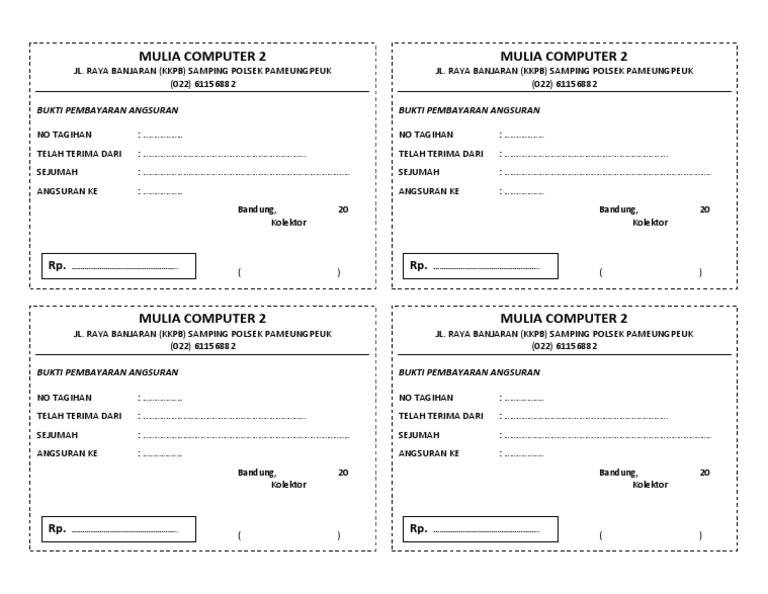 Contoh Bukti Surat Pembayaran