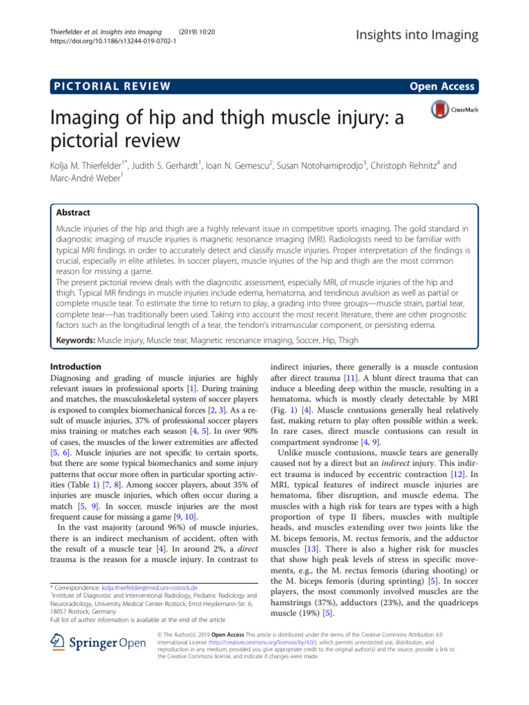 Imaging of Hip and Thigh Muscle Injury A Pictorial Review | PDF | Knee ...