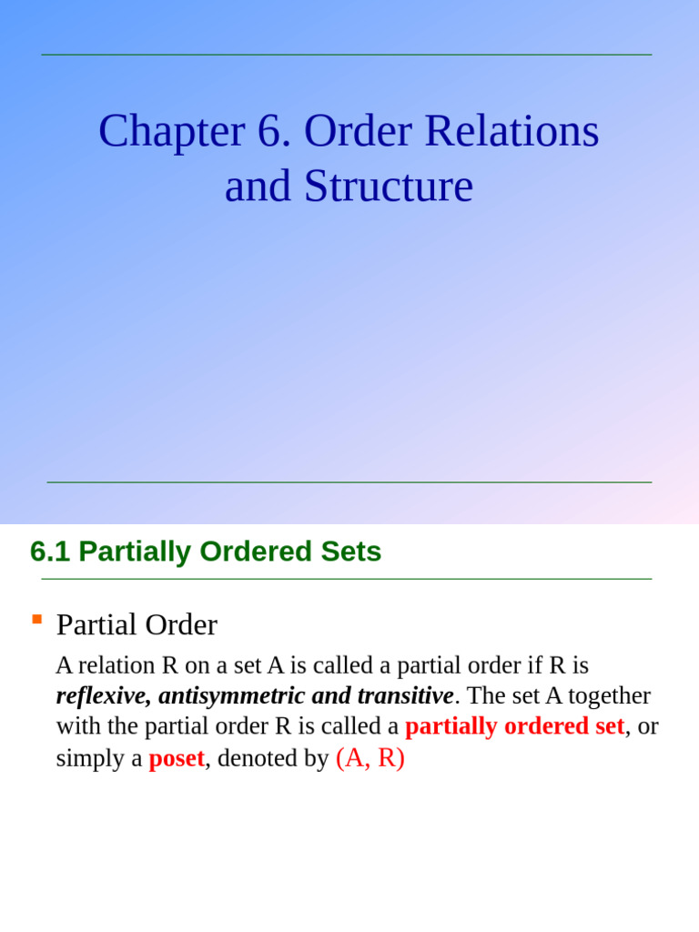 Chap6 Order Relations and Structure | PDF | Combinatorics | Mathematics