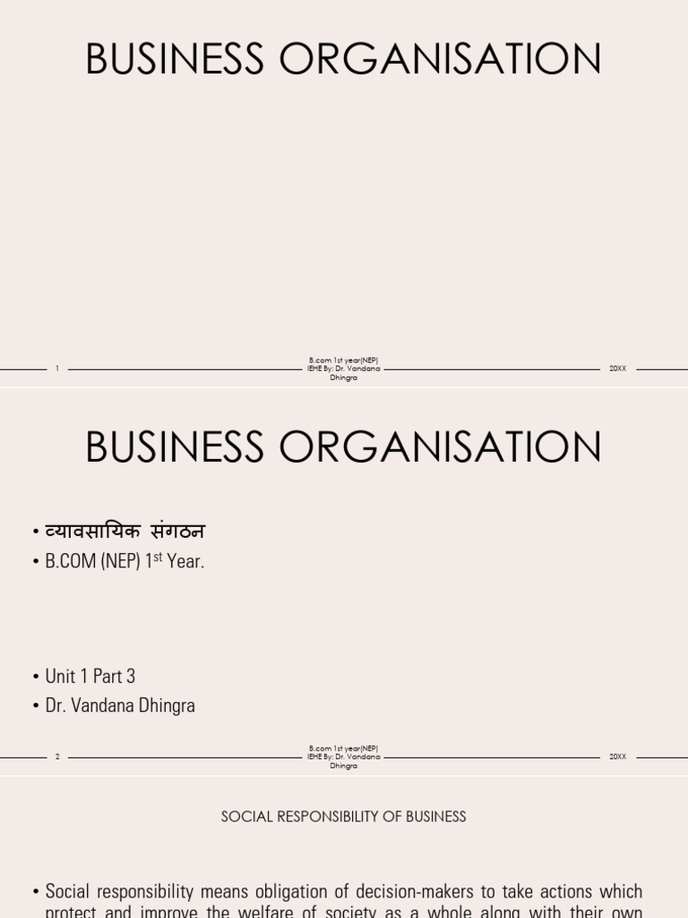 Business Organisation Unit 1 Part 3 Again | PDF