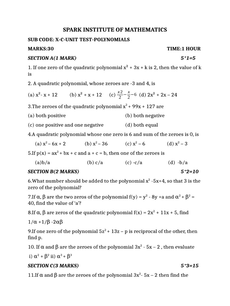 Unit Test Polynomials | PDF