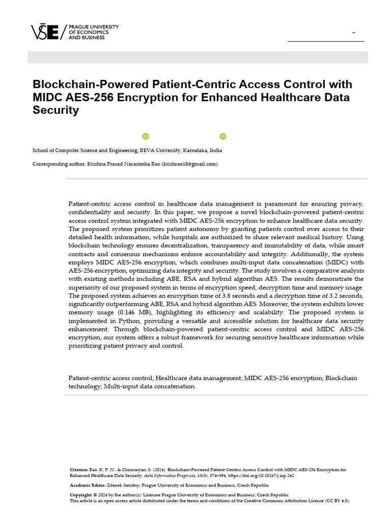 Blockchain Access Control in Healthcare | PDF | Encryption | Electronic ...