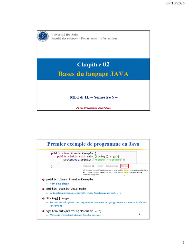 Introduction au langage Java et ses bases | PDF | Java (Langage de ...
