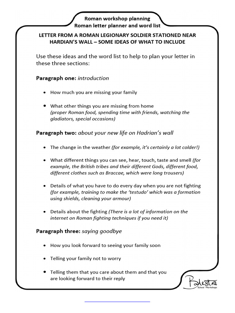 Roman Legionary Letter Writing Guide | PDF