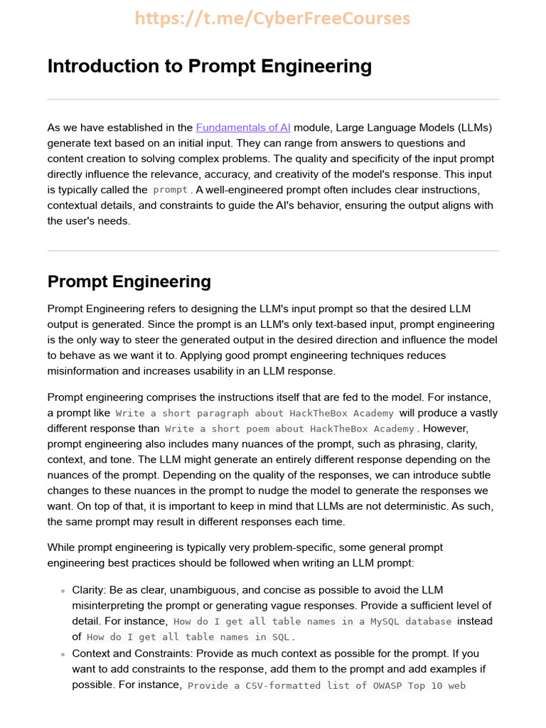 Understanding Prompt Engineering Basics | PDF | Cyberspace | Computing