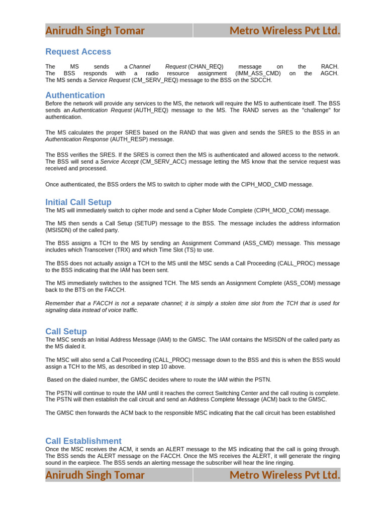 GSM Call Setup and Termination Process | PDF | Mobile ...