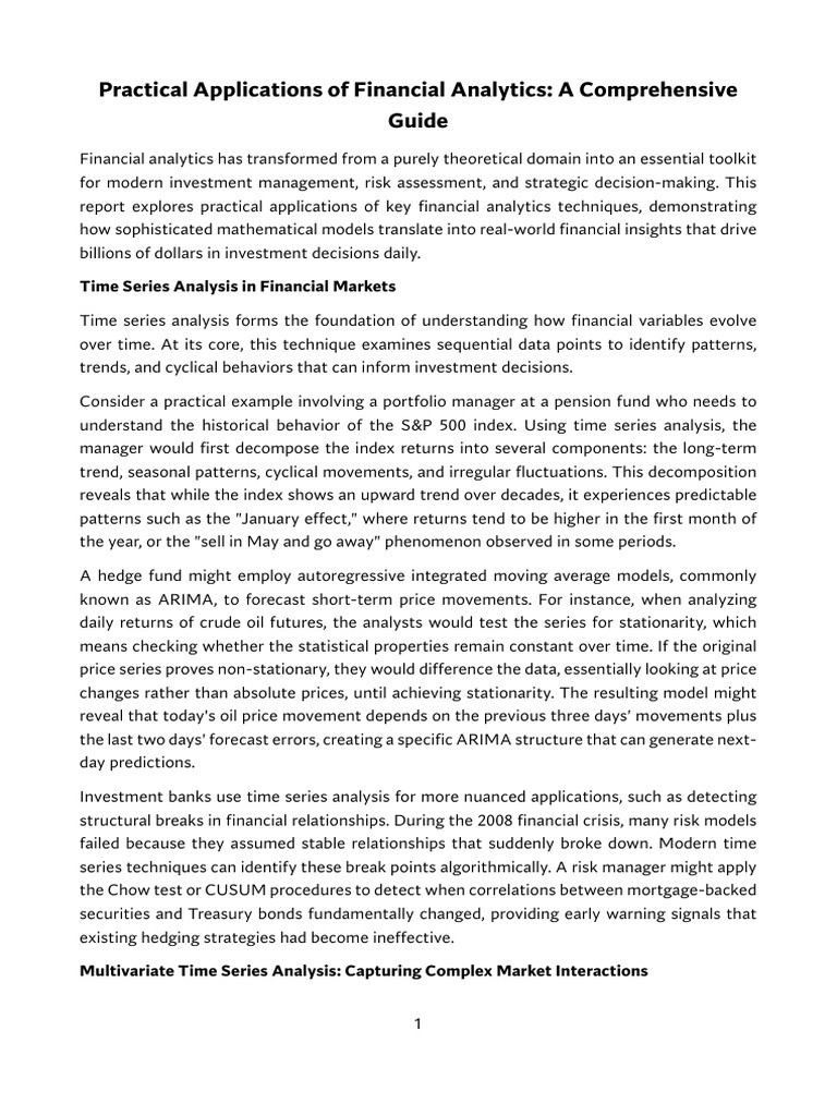 Financial Analytics in Investment Strategies | PDF | Volatility ...