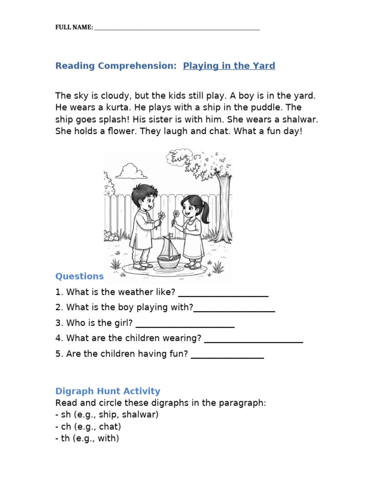 Reading Comprehension Worksheet | PDF