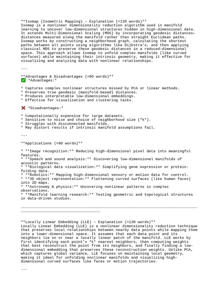 Nonlinear Dimensionality Reduction Techniques | PDF | Applied ...
