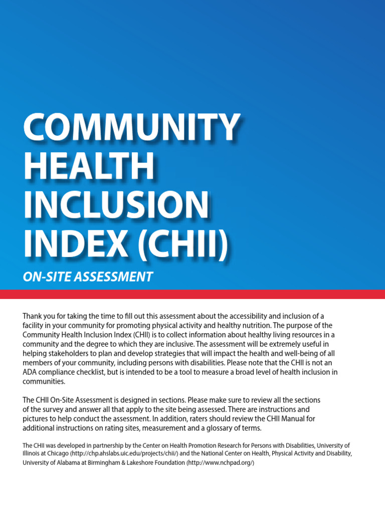 Community Health Inclusion Index Assessment | PDF | Pedestrian Crossing ...