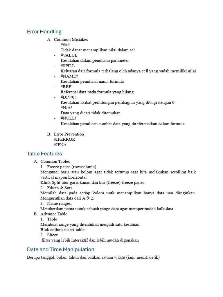 Excel Formula - Error Handling LJ Table Features LJ L0 Date and ...