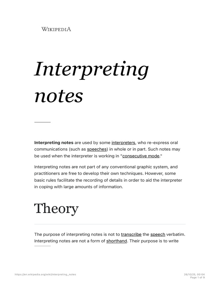 Interpreting Notes - Wikipedia | PDF | Language Interpretation | Human ...