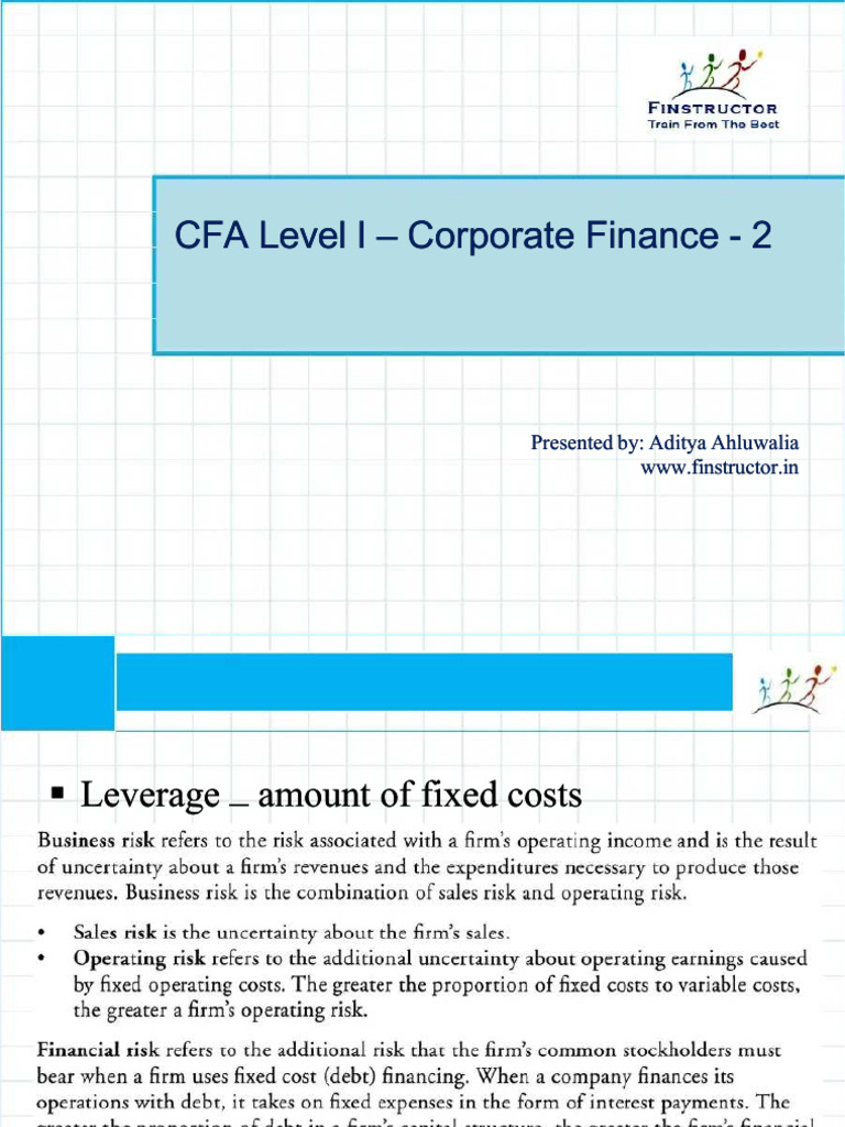 CFA Level I - Corporate Finance - 2 | PDF