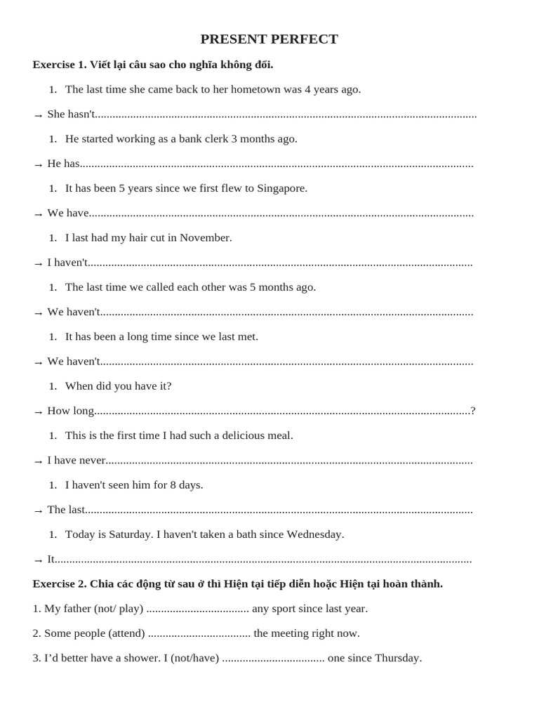 Present Perfect Tense Exercises | PDF | Chess Openings | Chess