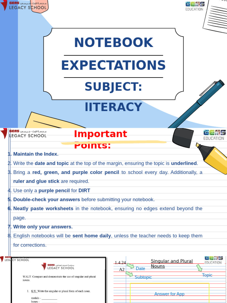 Literacy Notebook Guidelines | PDF
