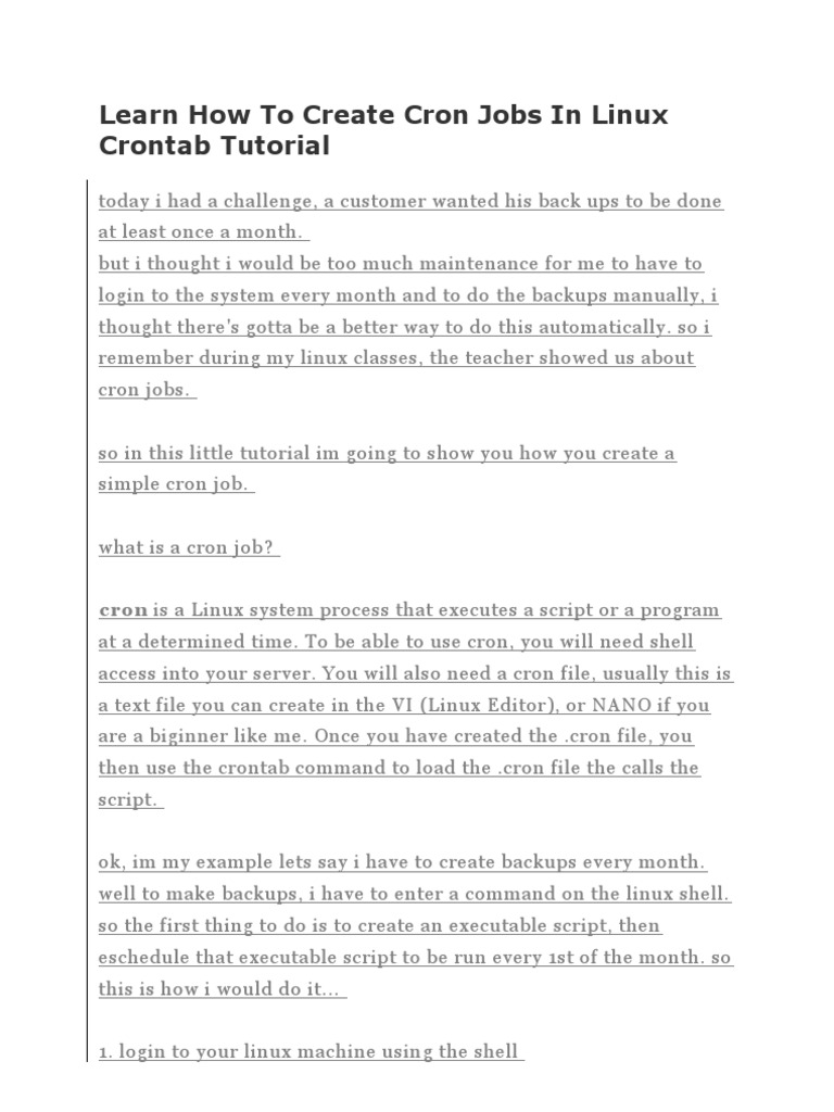 Creating Cron Jobs in Linux: A Guide | PDF | Data Management | Areas Of ...