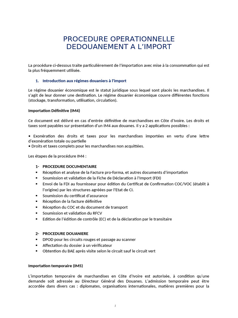 Dédouanement à l'import : procédure IM4 | PDF | Facture | Taxe sur la ...