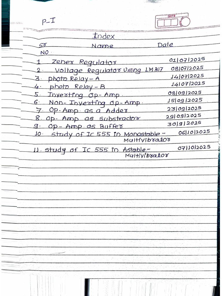 Practical Paper - I Index | PDF