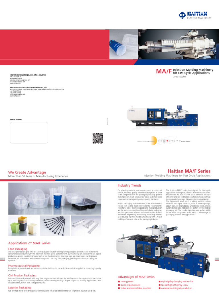 Fast Cycle Injection Molding Machinery | PDF | Machines | Automation