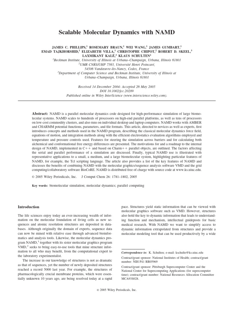 Scalable Molecular Dynamics with NAMD | PDF | Force Field (Chemistry ...
