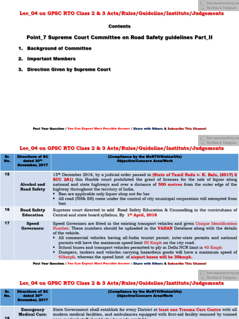 Supreme Court Road Safety Guidelines | PDF | Emergency | Bus