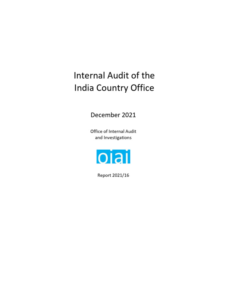 Internal Audit Report: India Office 2021 | PDF | Audit | Internal Audit