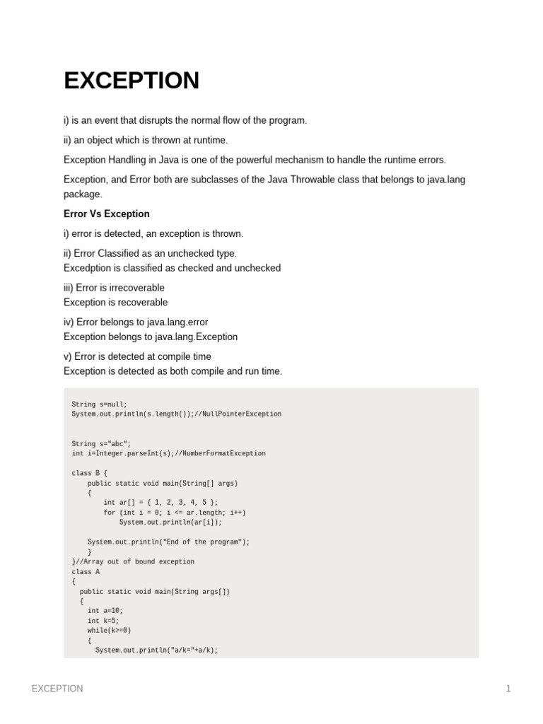 Java Exception Handling Explained | PDF | Integer (Computer Science ...